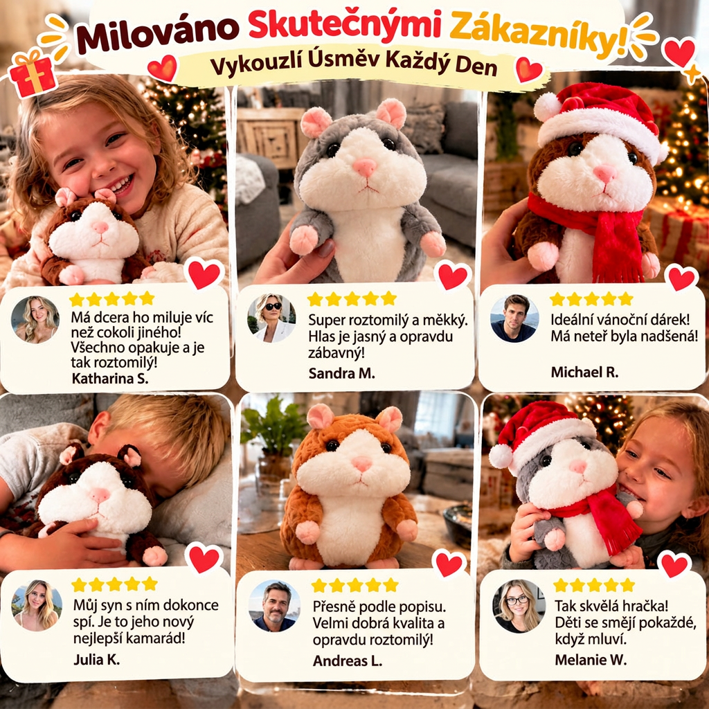 🎄 Beszélő Plüsshörcsög 🐹 – Ismétli a Szavaidat és Viccesen Bólogat! Tökéletes Karácsonyi Ajándék 🎁
