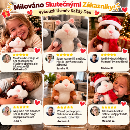 🎄 Beszélő Plüsshörcsög 🐹 – Ismétli a Szavaidat és Viccesen Bólogat! Tökéletes Karácsonyi Ajándék 🎁