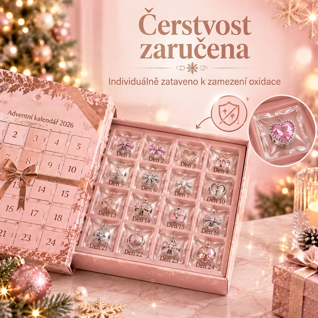 🎄 Vánoční adventní kalendář se šperky pro ženy 2026 🍇– 24 dní plných překvapení: přívěsky, náramek a náhrdelník v dárkové sadě ✨