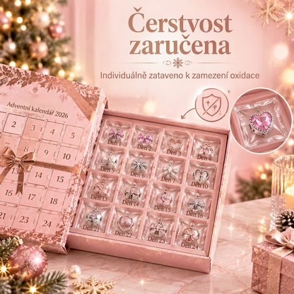 🎄 Vánoční adventní kalendář se šperky pro ženy 2026 🍇– 24 dní plných překvapení: přívěsky, náramek a náhrdelník v dárkové sadě ✨