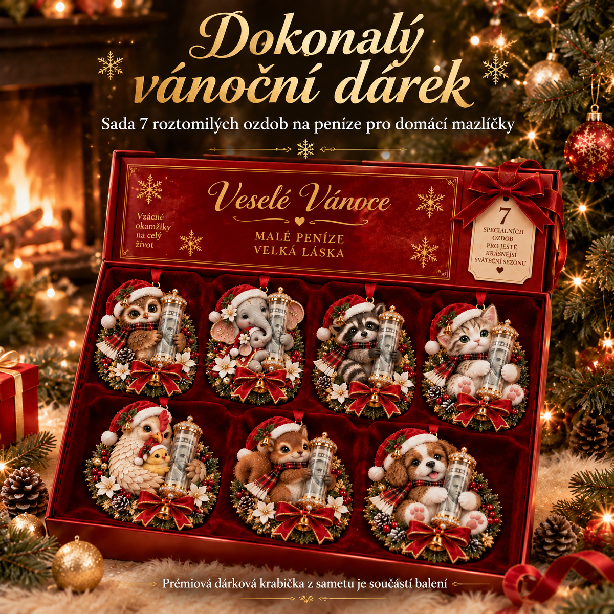 🎁 Roztomilá vánoční ozdoba se zvířátkem na peněžní dárek – dekorace na stromeček 🎄💵