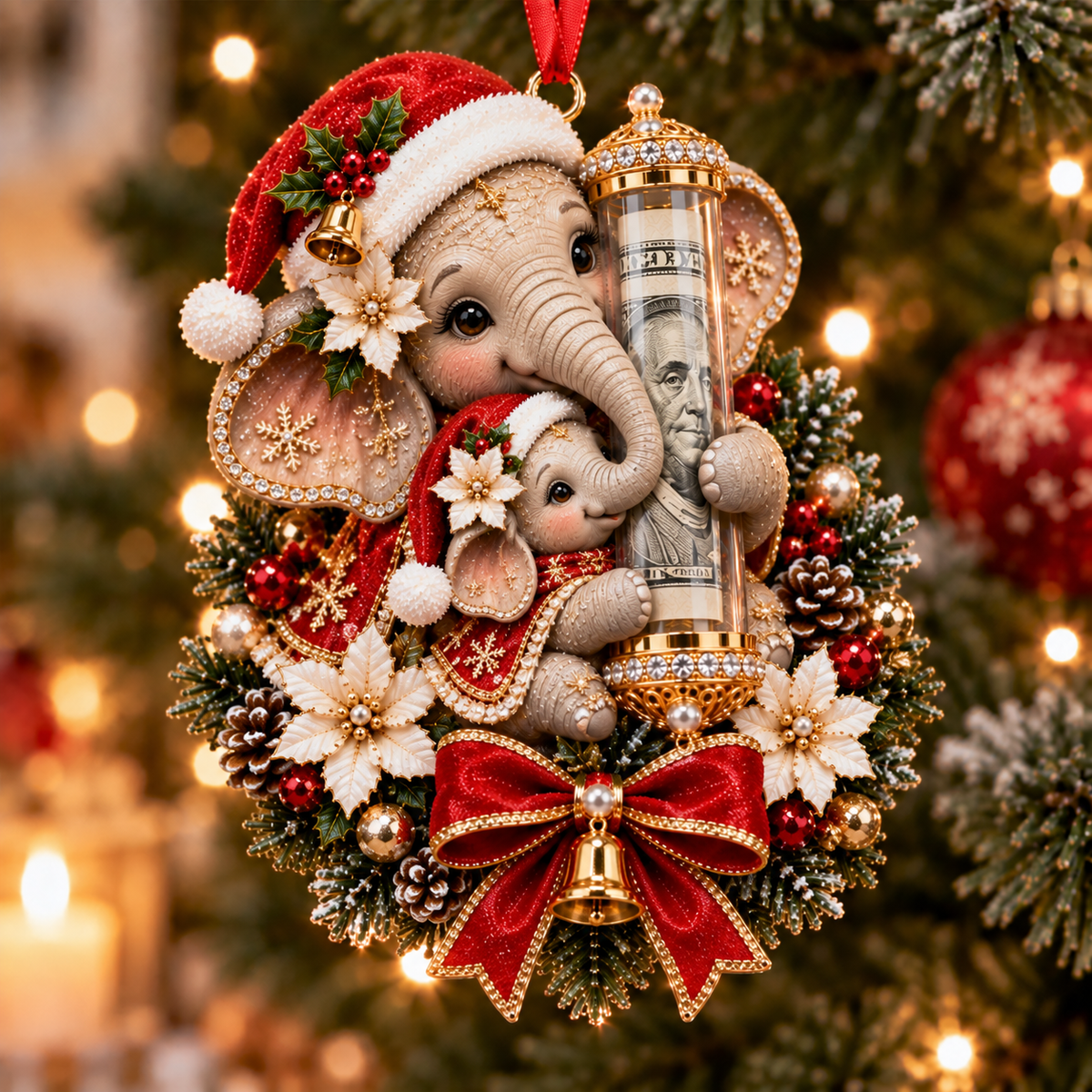 🎁 Roztomilá vánoční ozdoba se zvířátkem na peněžní dárek – dekorace na stromeček 🎄💵