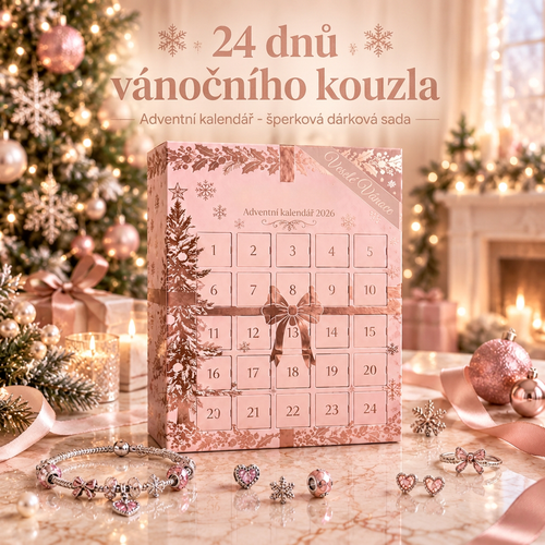 🎄 Vánoční adventní kalendář se šperky pro ženy 2026 🍇– 24 dní plných překvapení: přívěsky, náramek a náhrdelník v dárkové sadě ✨