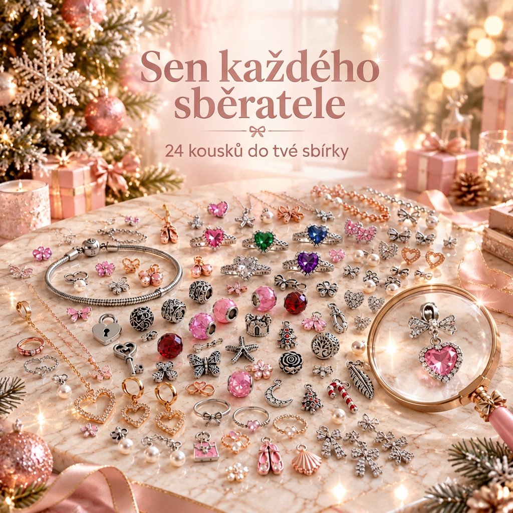 🎄 Vánoční adventní kalendář se šperky pro ženy 2026 🍇– 24 dní plných překvapení: přívěsky, náramek a náhrdelník v dárkové sadě ✨