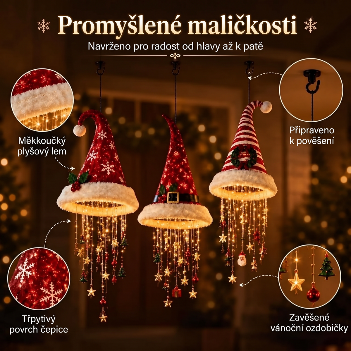 ✨ Kouzelný vánoční lustr🍈 – hřejivá sváteční záře pro váš domov