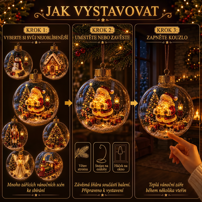 🎄 Ragyogó Karácsonyi Mesedísz🍇 – Világító Miniatűr Ünnepi Jelenet Meleg LED Fénnyel✨