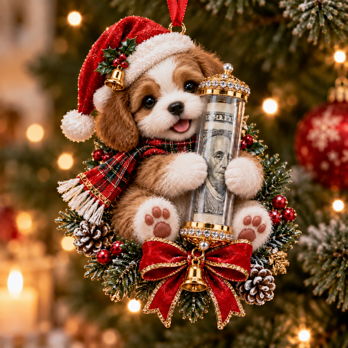 🎁 Roztomilá vánoční ozdoba se zvířátkem na peněžní dárek – dekorace na stromeček 🎄💵