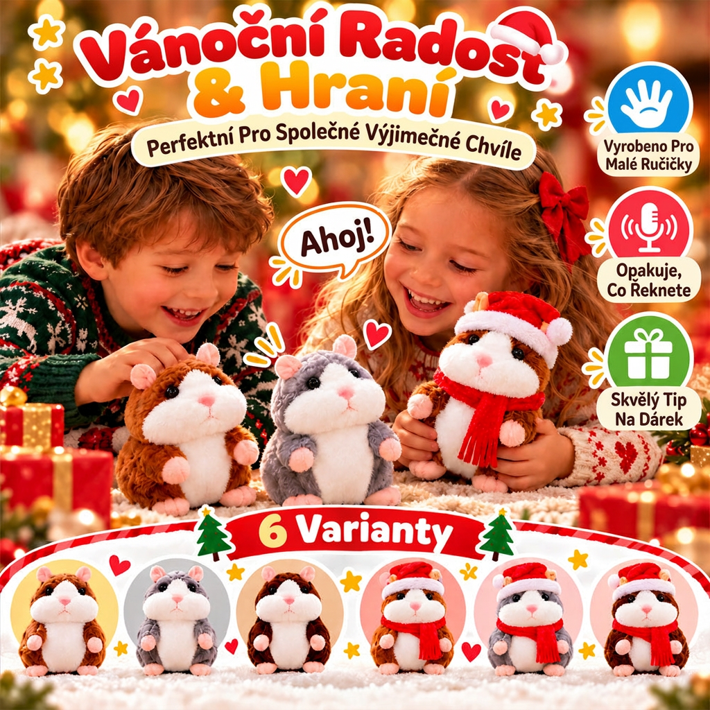 🎄 Beszélő Plüsshörcsög 🐹 – Ismétli a Szavaidat és Viccesen Bólogat! Tökéletes Karácsonyi Ajándék 🎁