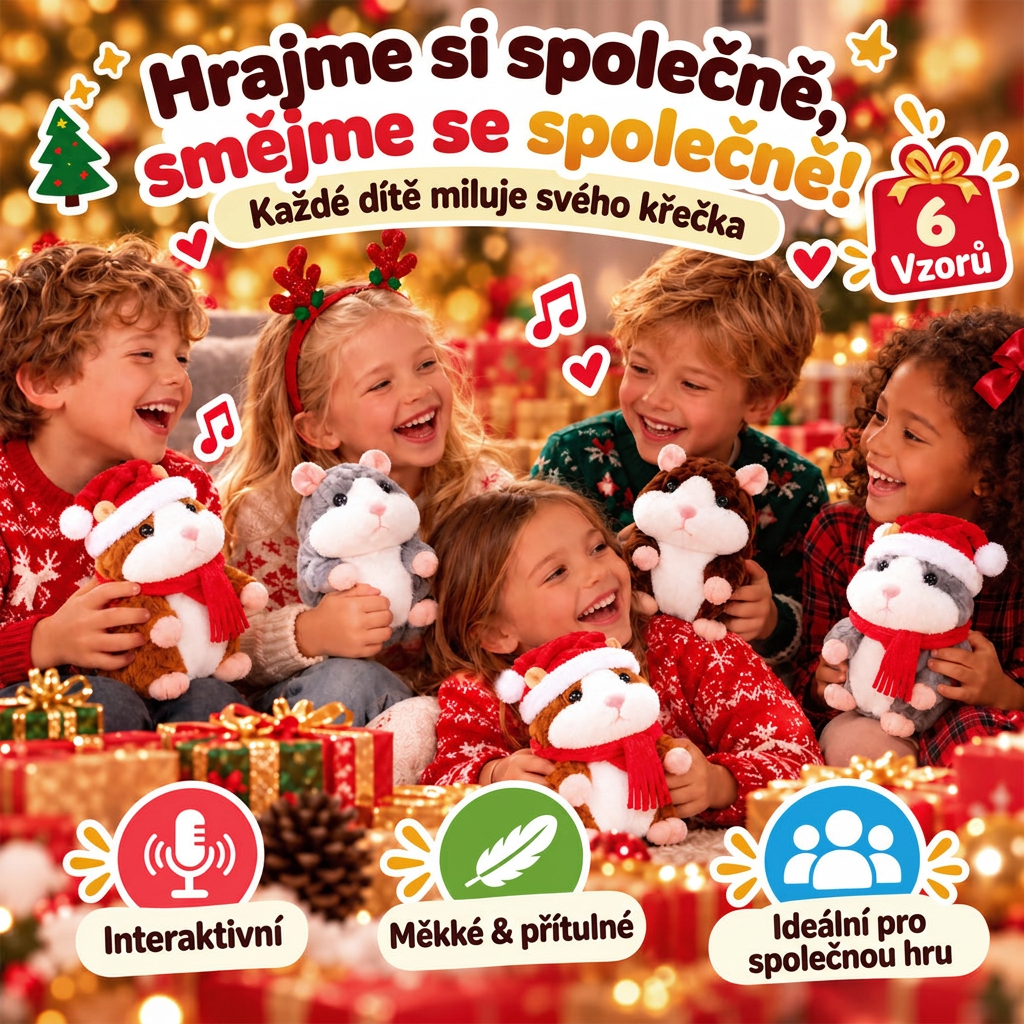 🎄 Beszélő Plüsshörcsög 🐹 – Ismétli a Szavaidat és Viccesen Bólogat! Tökéletes Karácsonyi Ajándék 🎁