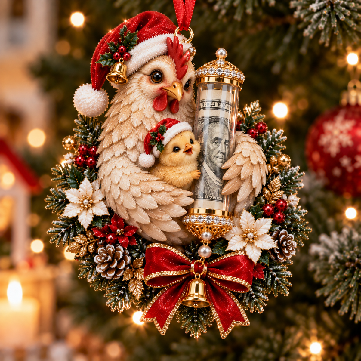 🎁 Roztomilá vánoční ozdoba se zvířátkem na peněžní dárek – dekorace na stromeček 🎄💵