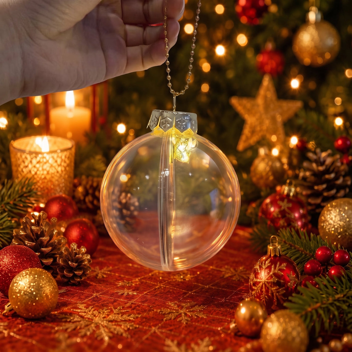 🎄 Ragyogó Karácsonyi Mesedísz🍇 – Világító Miniatűr Ünnepi Jelenet Meleg LED Fénnyel✨