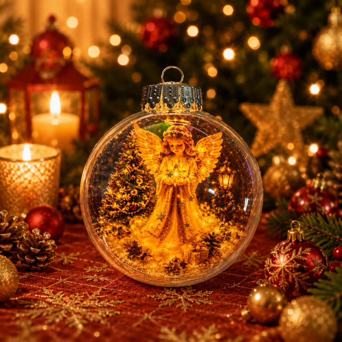 🎄 Ragyogó Karácsonyi Mesedísz🍇 – Világító Miniatűr Ünnepi Jelenet Meleg LED Fénnyel✨