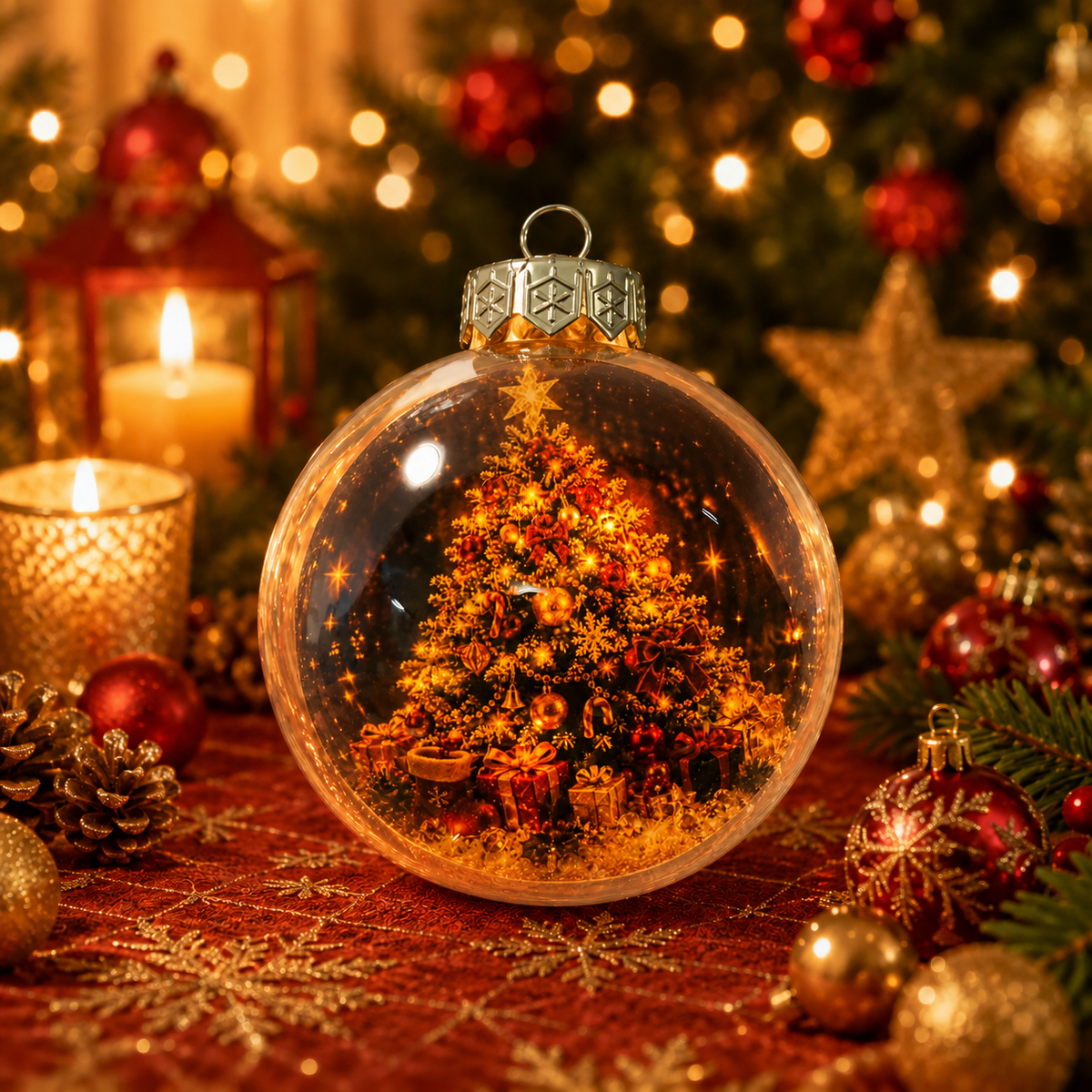 🎄 Ragyogó Karácsonyi Mesedísz🍈 – Világító Miniatűr Ünnepi Jelenet Meleg LED Fénnyel✨