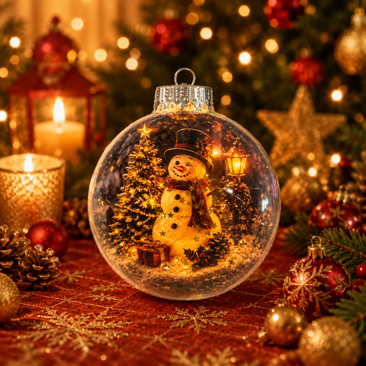 🎄 Ragyogó Karácsonyi Mesedísz🍇 – Világító Miniatűr Ünnepi Jelenet Meleg LED Fénnyel✨